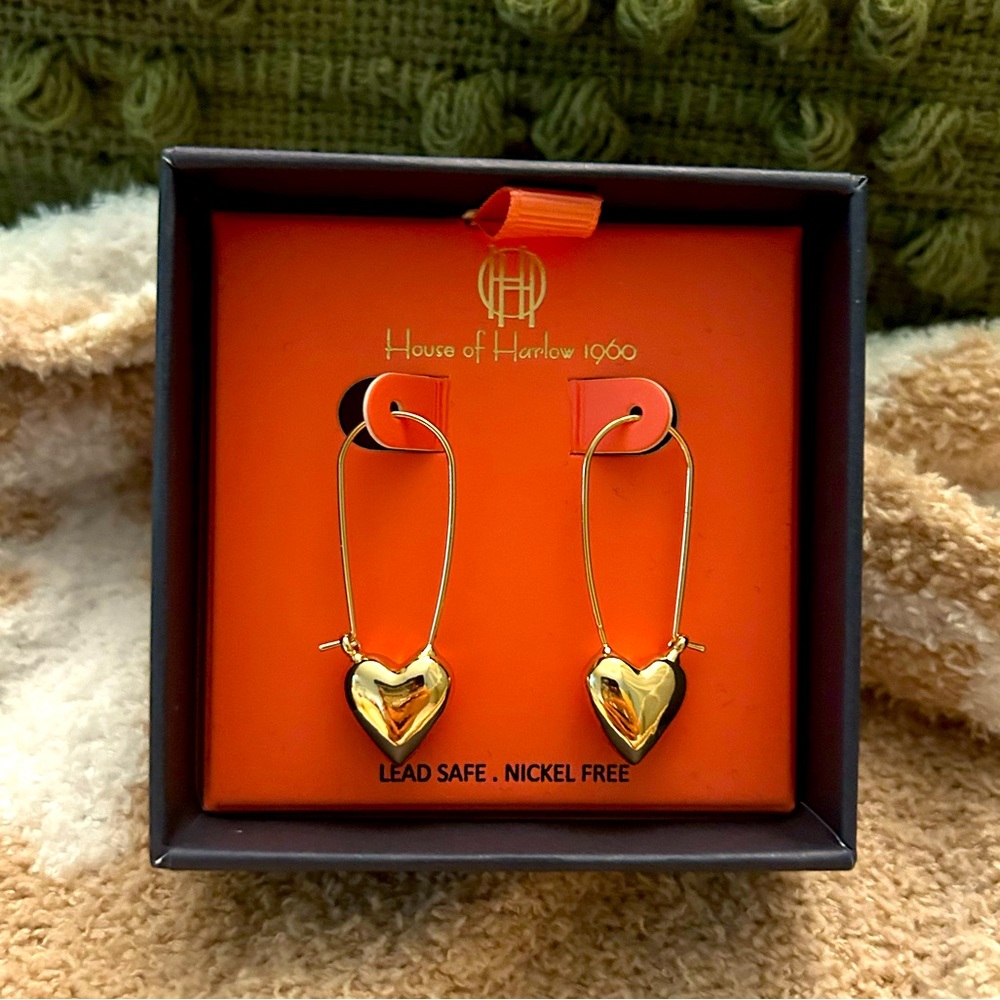 House of Harlow 1960 Gold Heart Earrings